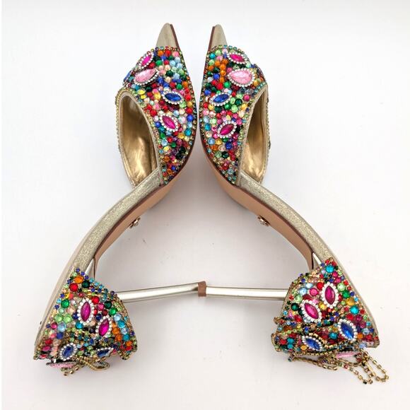 Azalea Wang Aladdin Women's Drapey Chains Stiletto Sandal Gold Size US6.5 EU37 - Picture 6 of 13